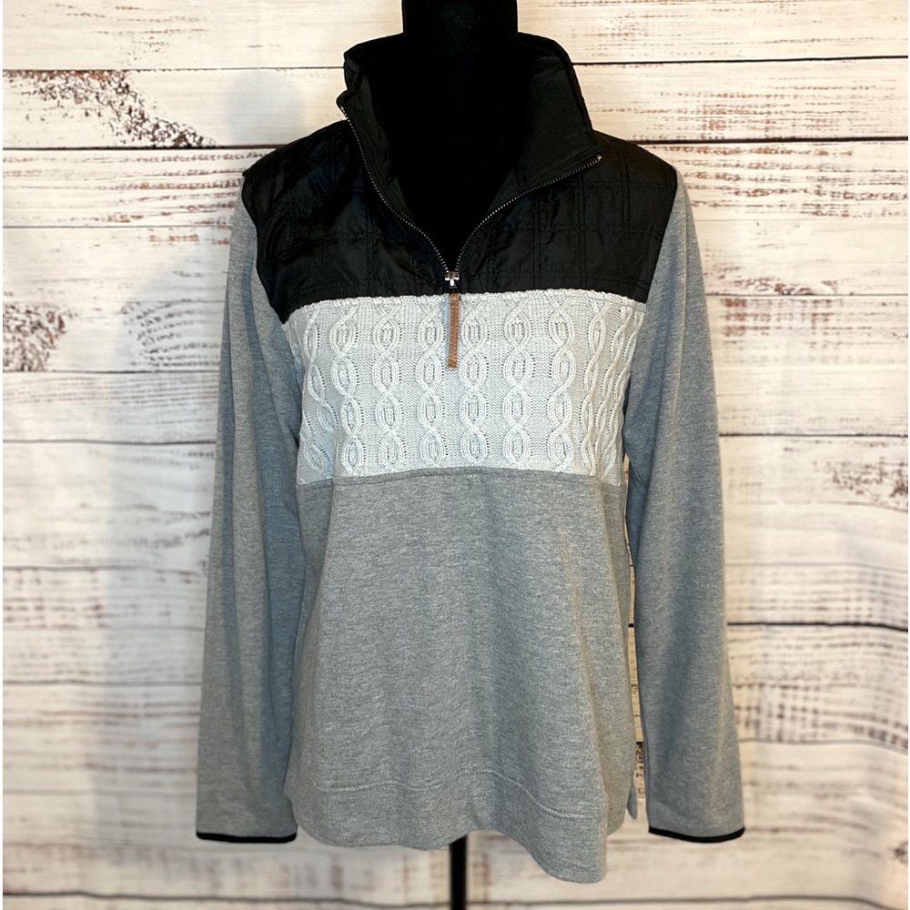 Maurices Quilted Top Quarter Zip Pullover Sweatshirt (Medium)